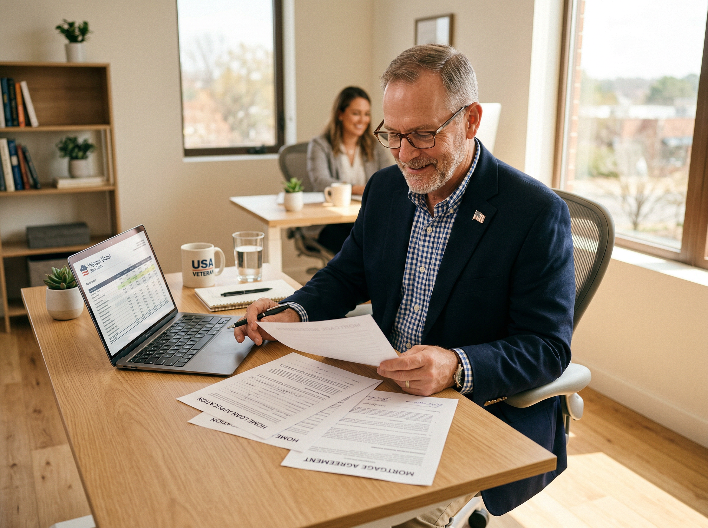 Veteran reviewing loan documents